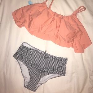 Brand New 2-piece with Ruffle Top & Ruched Bottom